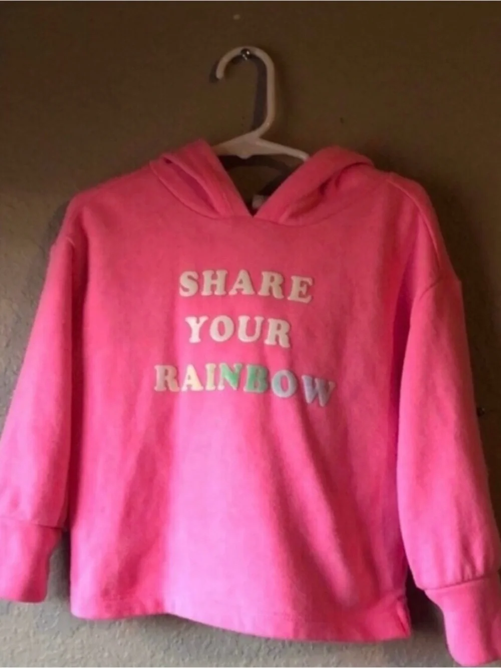 Baby Gap Hoodie Pullover Sweatshirt Pink Share Your Rainbow Girls Toddler 3 year